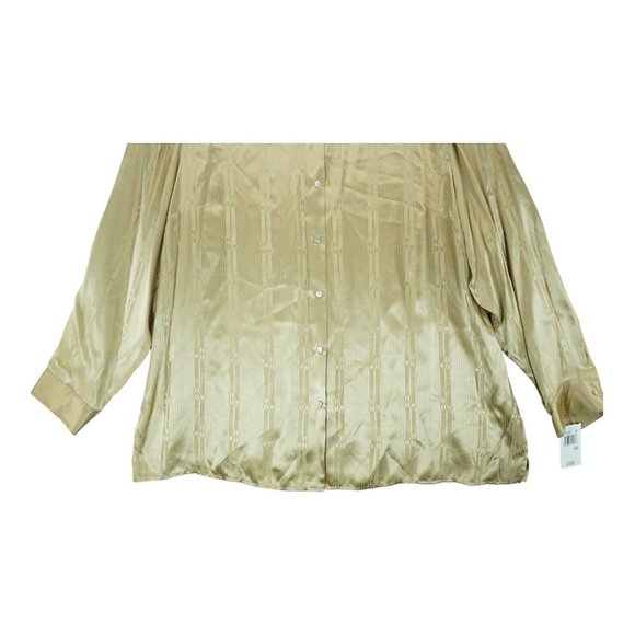 NWT Jacobson's Women's Size 24W Button Up Long Sleeve 100% Silk Shirt Gold VTG - Picture 4 of 9